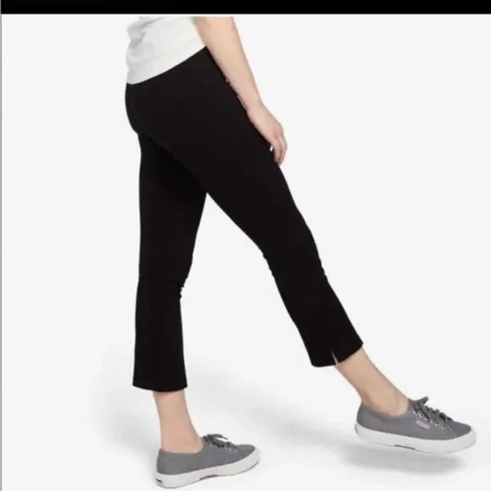 American Giant Black‎ Kick Flare Ponte Pant Crop Elastic Waist Women's 0